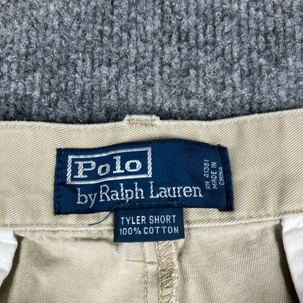 Polo Ralph Lauren Shorts Mens Size‎ 36 Beige Pleated Casual Tyler Fit Chino